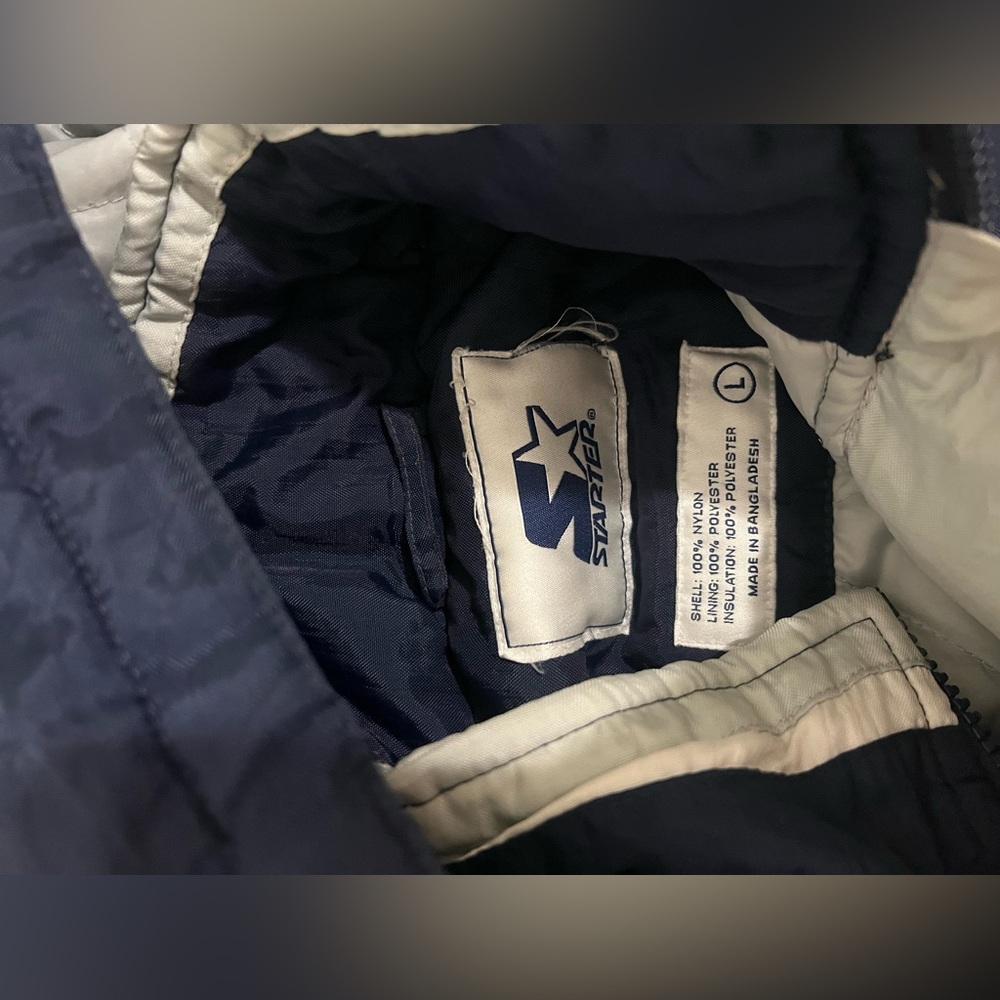 Vtg Seattle Seahawks Jacket Mens L Blue Starter Y2K Pullover Pouch 1/2 Zip - Picture 6 of 11